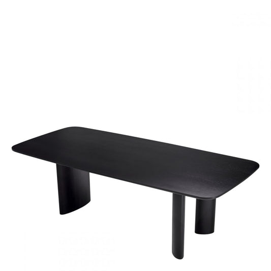 Masa Dreptunghiulara Harmonie S Eichholtz din Furnir de stejar Negru de 6-8 persoane L241xH77cm