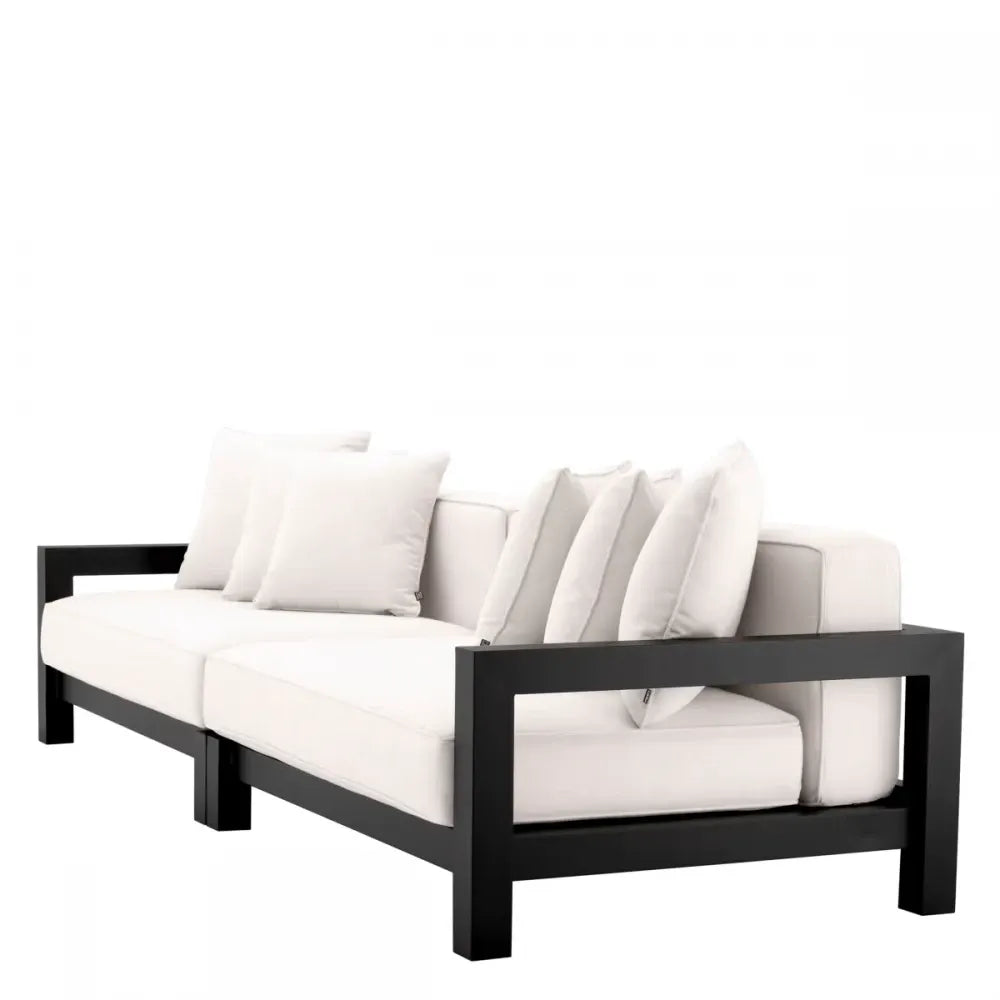 Canapea de exterior din Metal Negru si Stofa Alb H72xL273.5cm Cap-Antibes Eichholtz