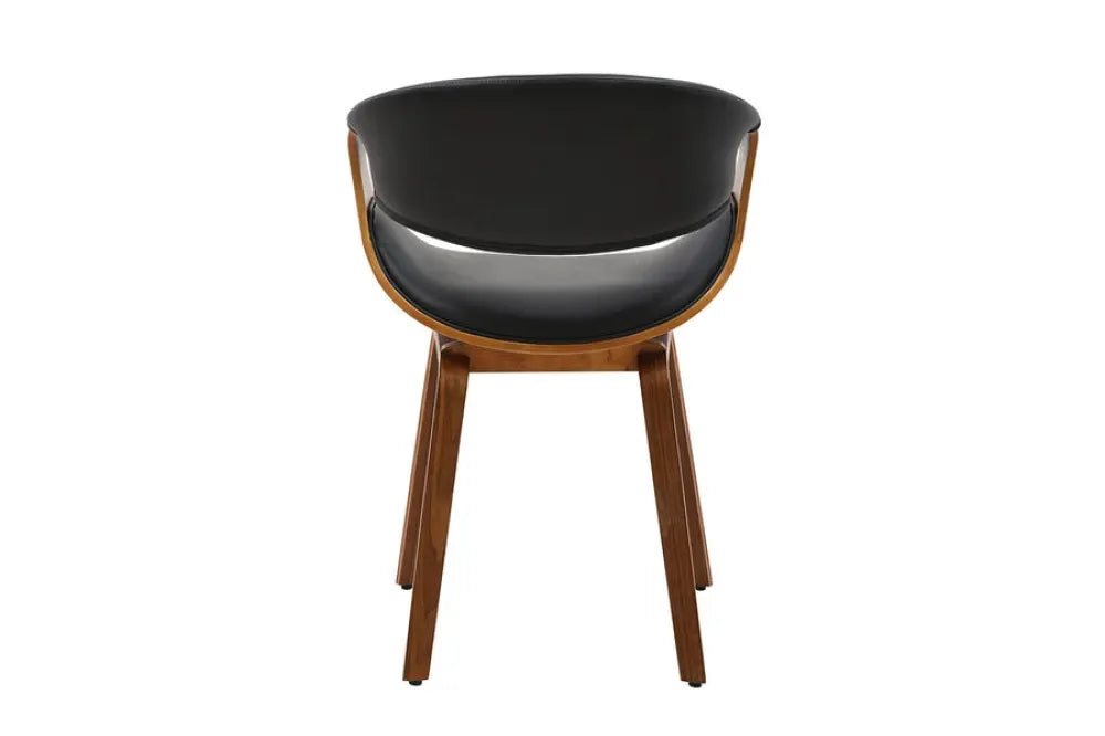 Scaun tapitat cu Piele artificiala Negru si picioare din MDF Maro H79xL56xA60cm ORGANIC