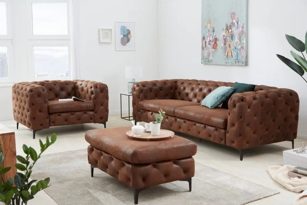 Canapea 3 locuri tapitat cu Microfibra Maro L235cm Modern Barock