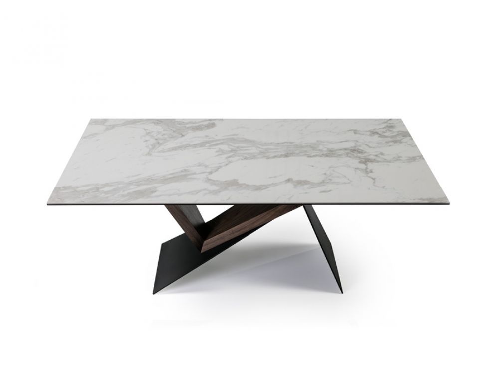 Masa dreptunghiulara din Portelan Alb/Maro de 6 persoane L180x90cm Noa