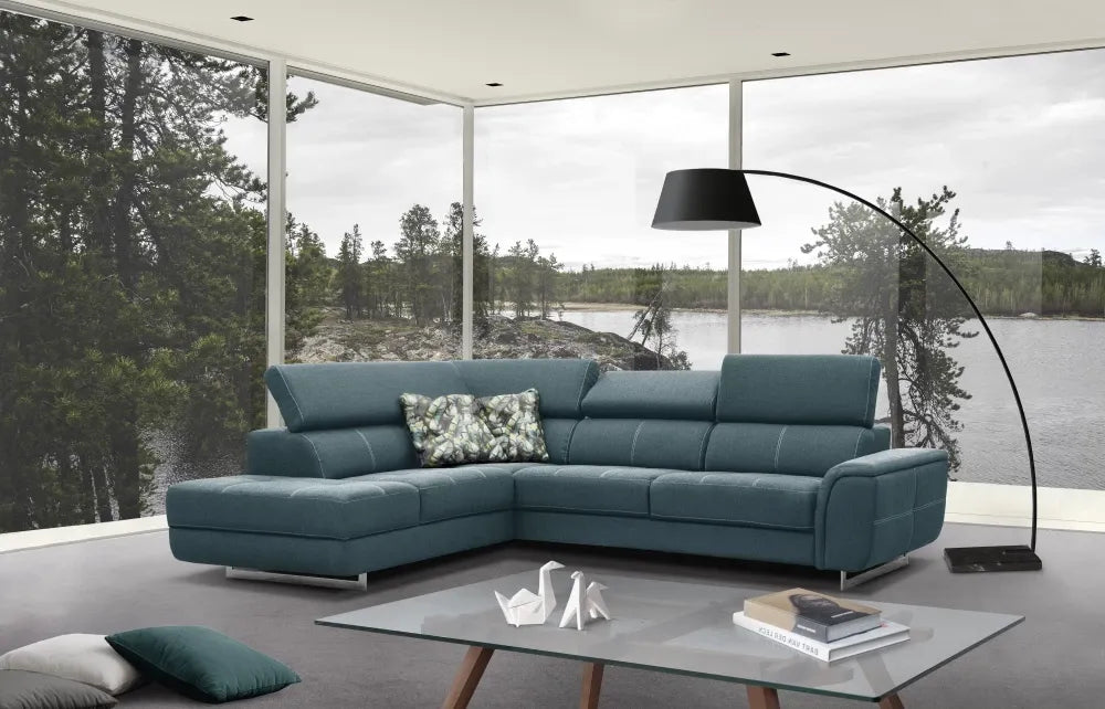 Coltar personalizabil cu recliner in forma de L 297cm Leno
