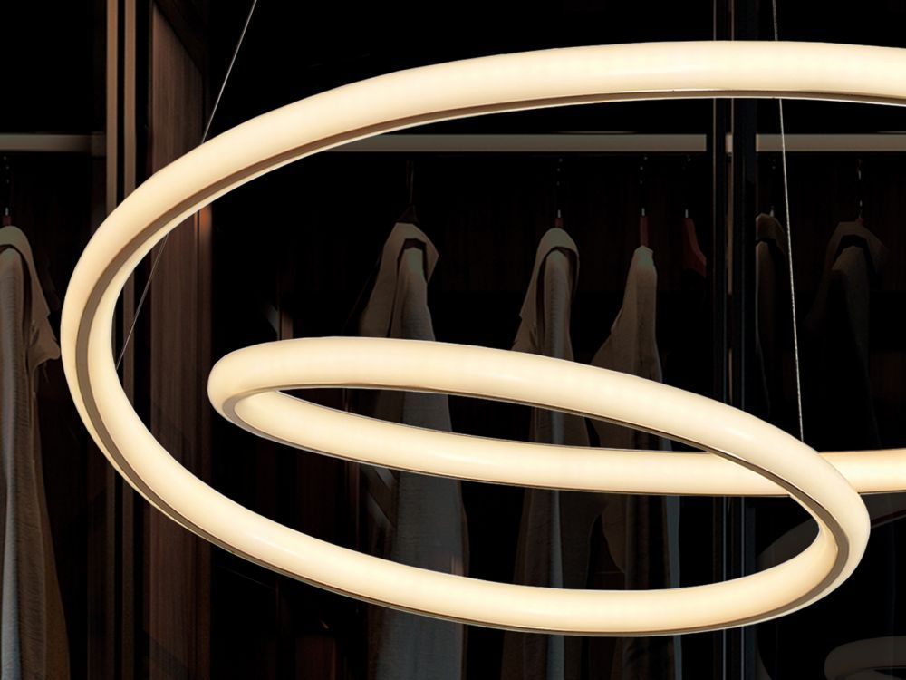 Lustra rotunda cu inaltime reglabila din Aluminiu Auriu cu LED D60xH120cm Tube
