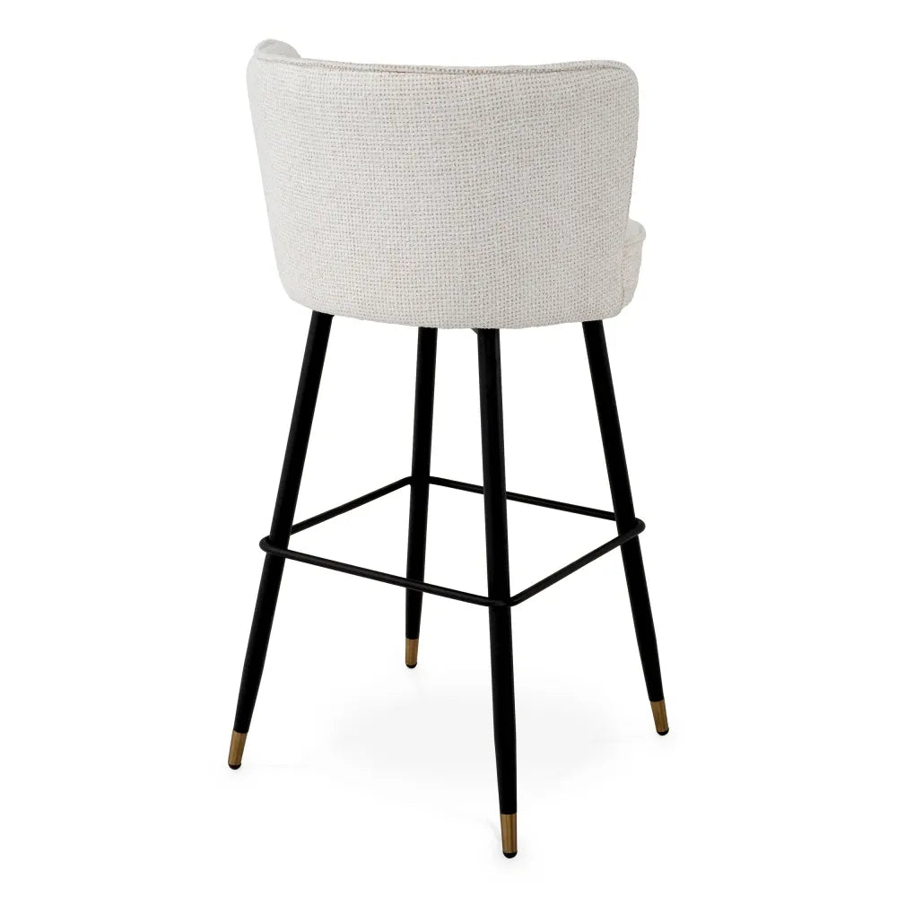 Scaun de bar rotativ tapitat cu Stofa Alb L53xA48xH100.5cm Grena Eichholtz