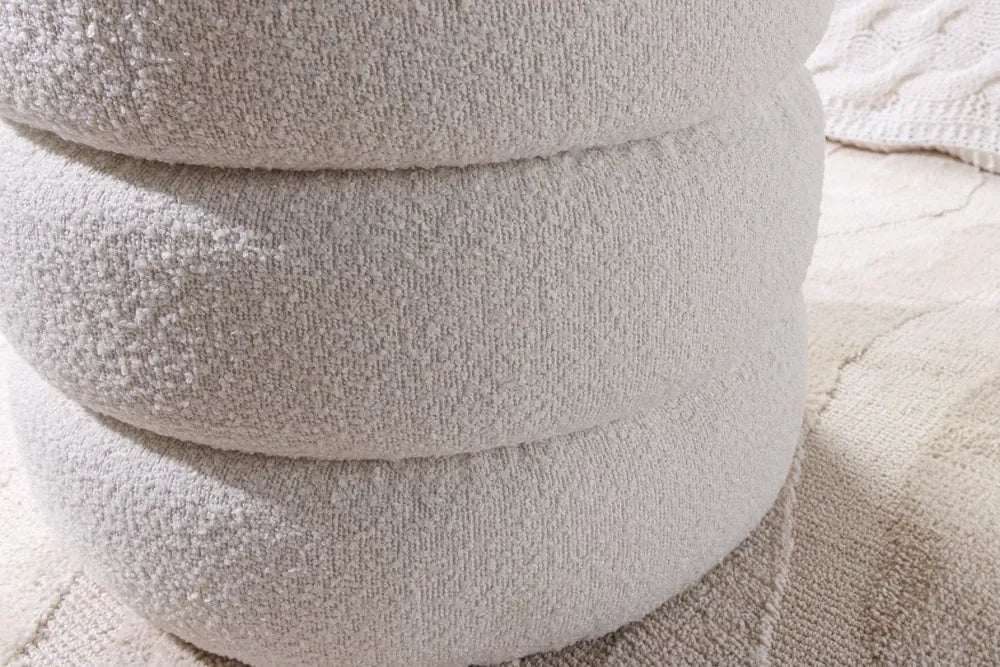 Puf cu spatiu de depozitare din Stofa boucle Alb H49xL41cm Voque