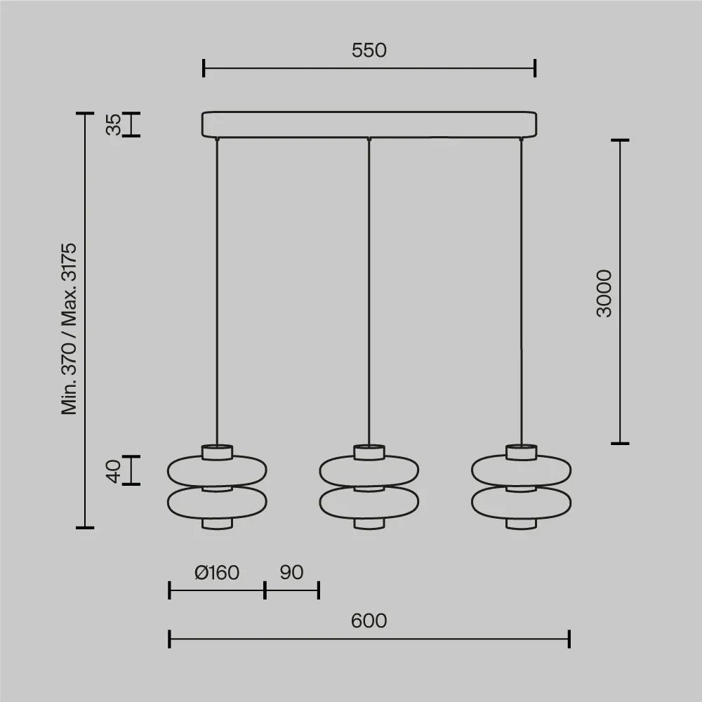 Lustra din Metal Maro H317.5xL66cm Nuvem