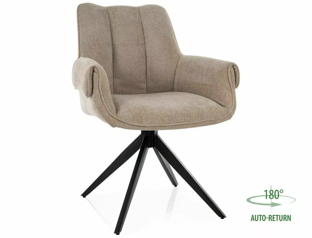 Set 2 Scaune rotative din Stofa Bej si Metal Negru H86xL62xA62cm Gio