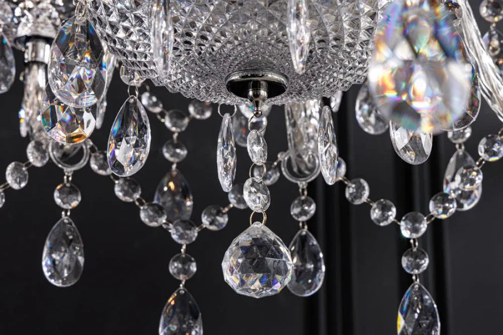 Candelabru din Metal Argintiu si Acrilic Transparent D80xH75cm Diamonds