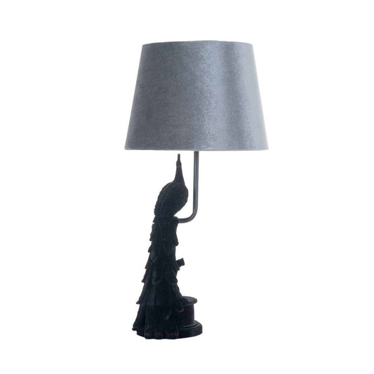Veioza din Textil si Polirasina Gri/Negru D24xH48cm Thabo
