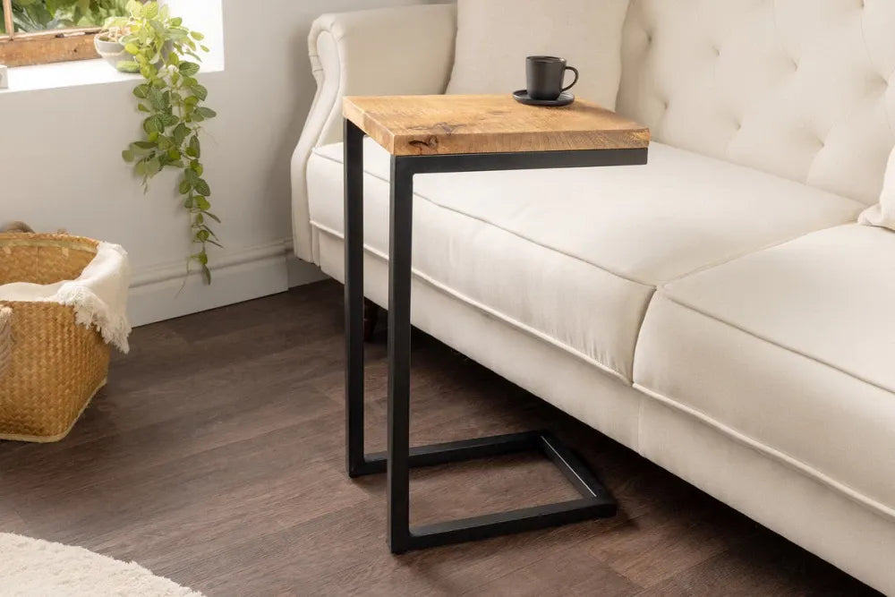 Masuta laterala din Lemn de mango Maro si Metal Negru L26xH62cm Gaston