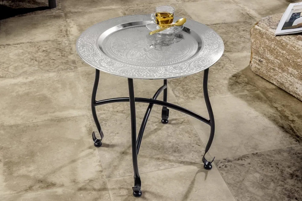 Masuta laterala din Metal Negru L40xH36cm Marrakesh