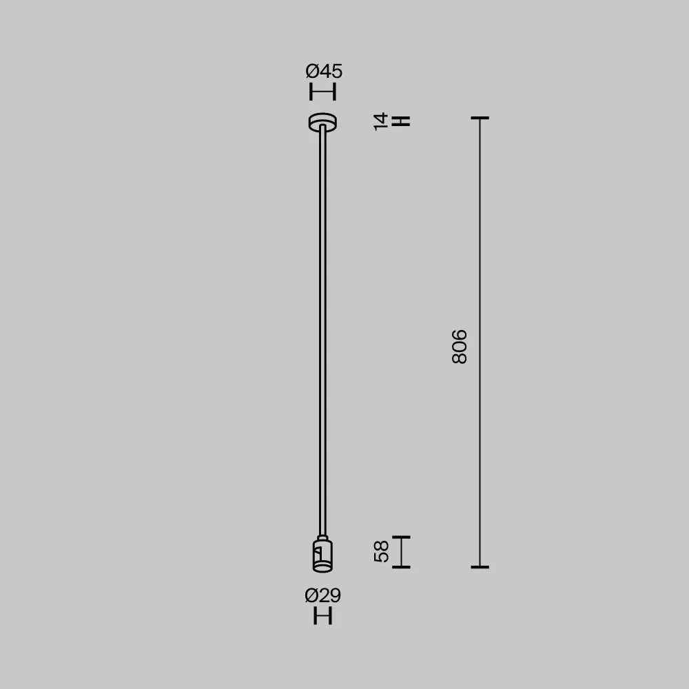 Suport lung de tavan 760 mm Flarity din Aluminiu Negru H80.6xL4.5cm Flarity