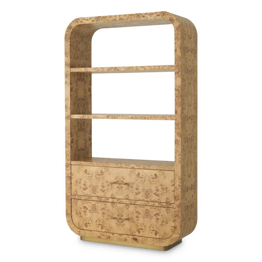 Biblioteca din Furnir mappa burl Maro deschis L120xH210cm Quinton Eichholtz