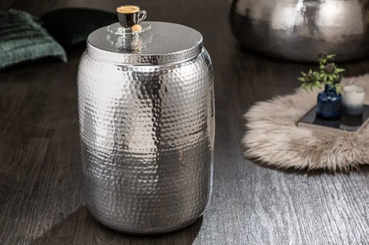 Masuta laterala Rotunda din Aluminiu Argintiu D35xH48cm Orient Storage