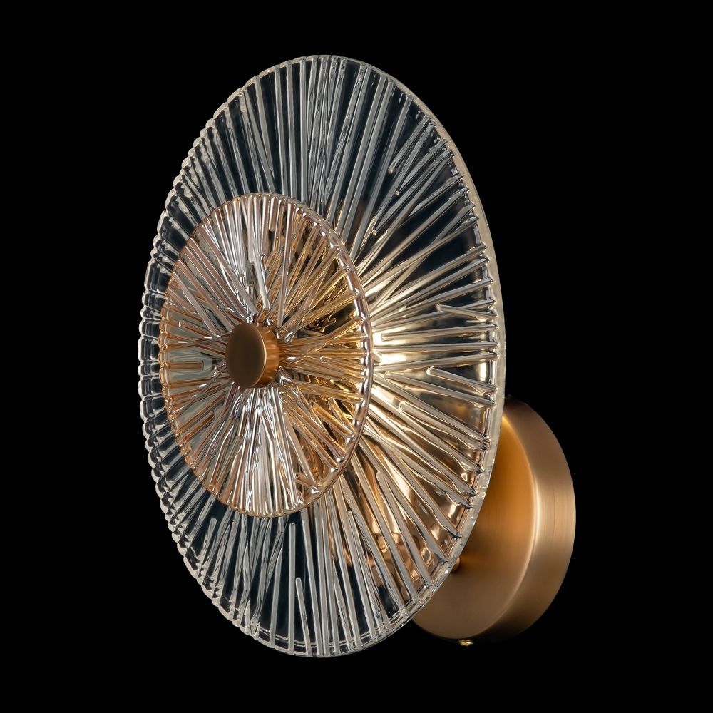 Aplica de perete Metal si Sticla Auriu/Transparent D28xH28cm Aster