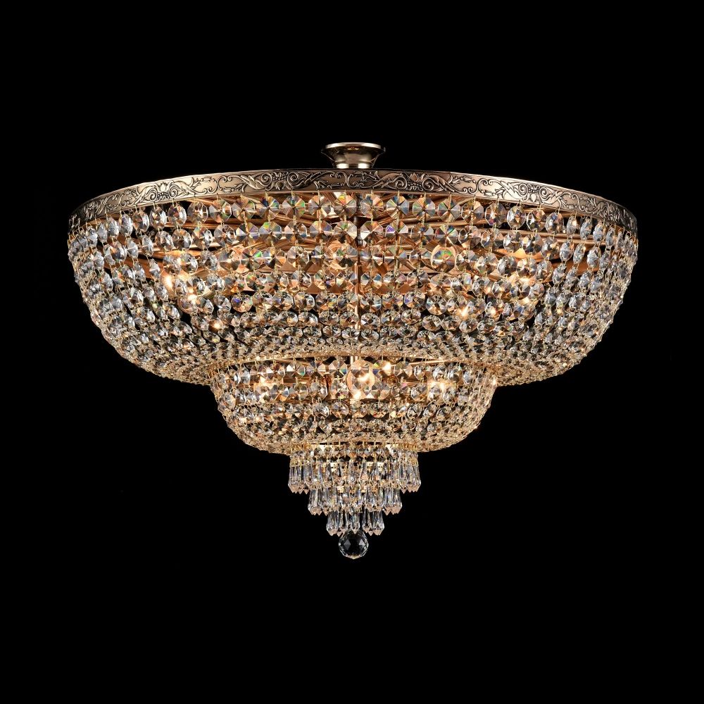 Candelabru Rotund din Metal si Cristal Auriu/Transparent Palace D80xH57cm