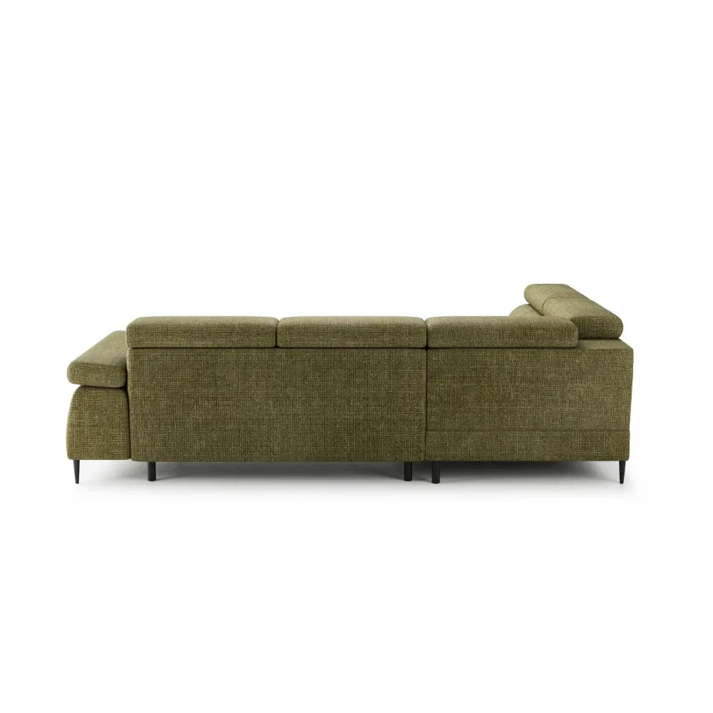 Coltar extensibil tapitat cu Chenille Verde cu lada depozitare Cordoba II