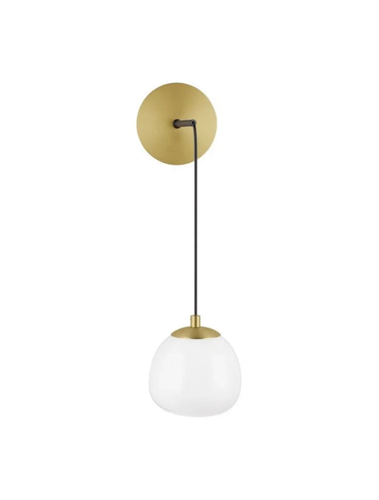Aplica de perete structura din Metal Auriu si abajur din Sticla Alb H40xL13cm IP20 THE EGG