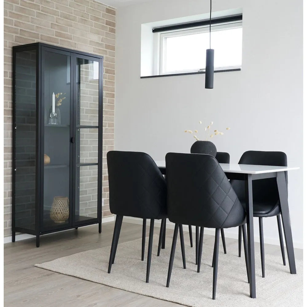 Dulap cu 2 usi din Sticla transparenta si Metal Negru L80xH175cm Brisbane