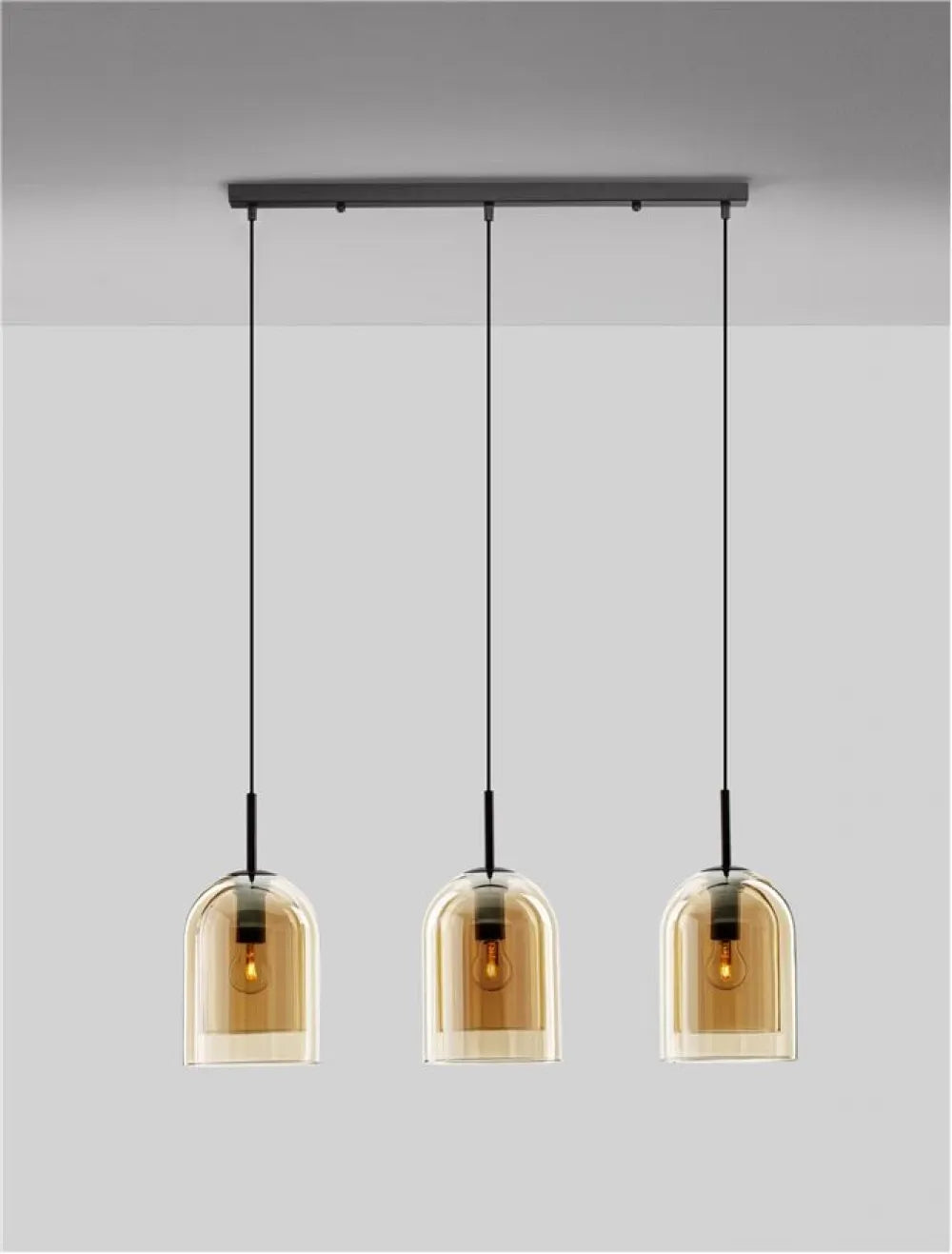 Lustra structura din Metal Negru si abajur din Sticla Auriu H158xL70cm IP20 VELOR