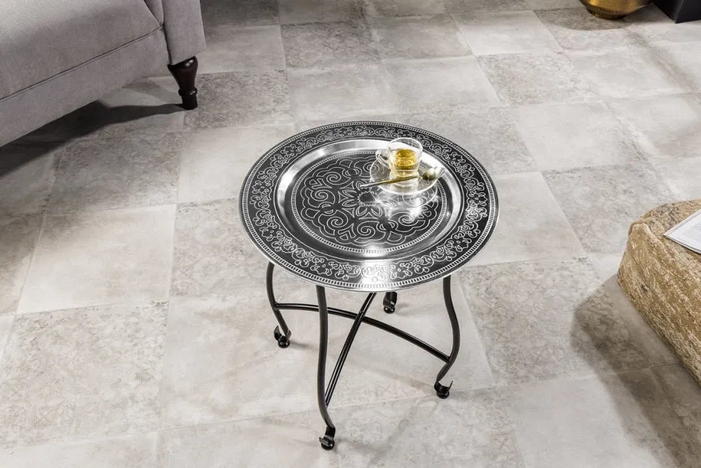 Masuta laterala cu blat detasabil din Metal Negru L41xH48cm Marrakesh