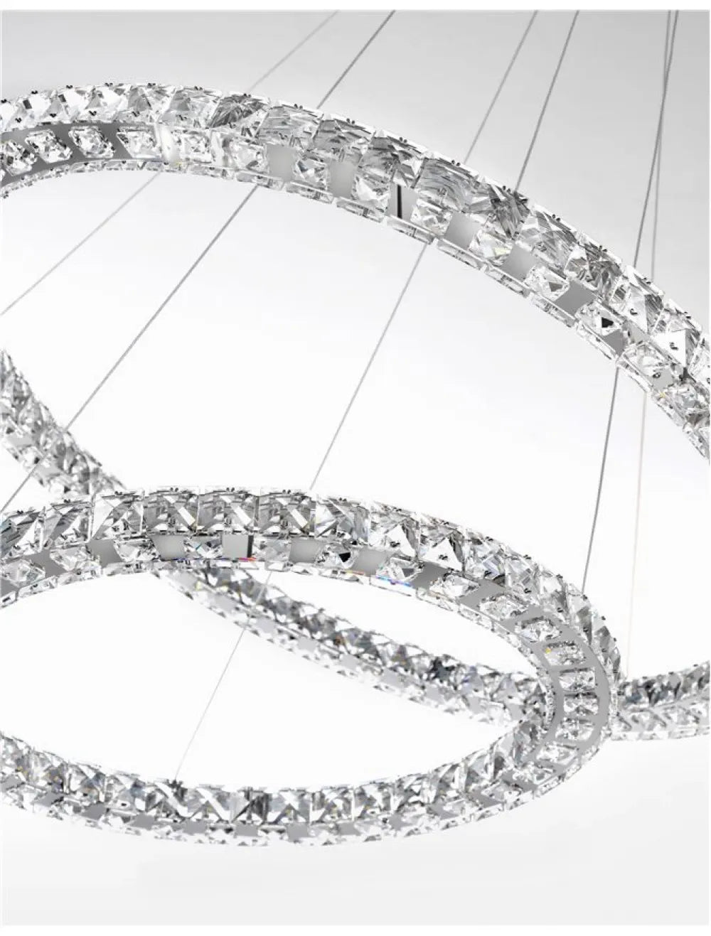 Lustra structura din Aluminiu Argintiu si abajur din Cristal Transparent H120xL70cm IP20 60W 3600lm 3500k QUENTIN