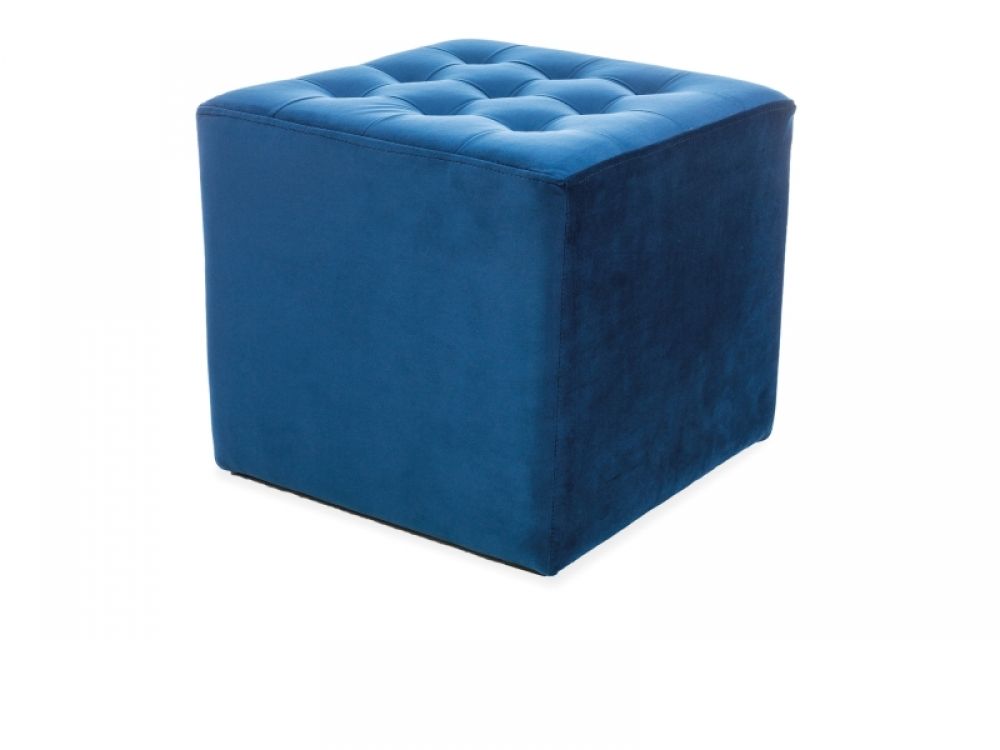 Taburet din Catifea si PAL Albastru/Albastru L39xH34cm Lori