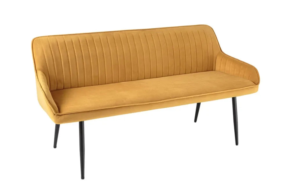 Banca din Metal Negru si Catifea Galben H82xL160cm Turin