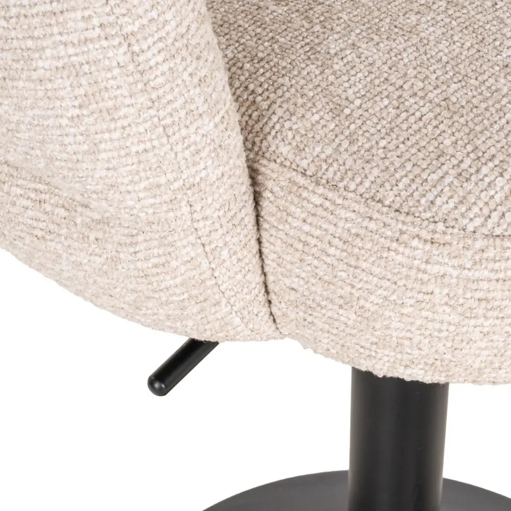 Scaun de bar rotativ cu inaltime reglabila din Stofa Crem si Metal Negru L59xH85-110cm Nikki Richmond interiors