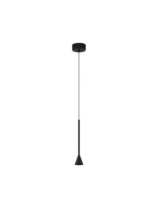 Pendul structura din Aluminiu Negru si abajur din Aluminiu Negru H200xL6cm IP20 6W 262lm 3000k NET