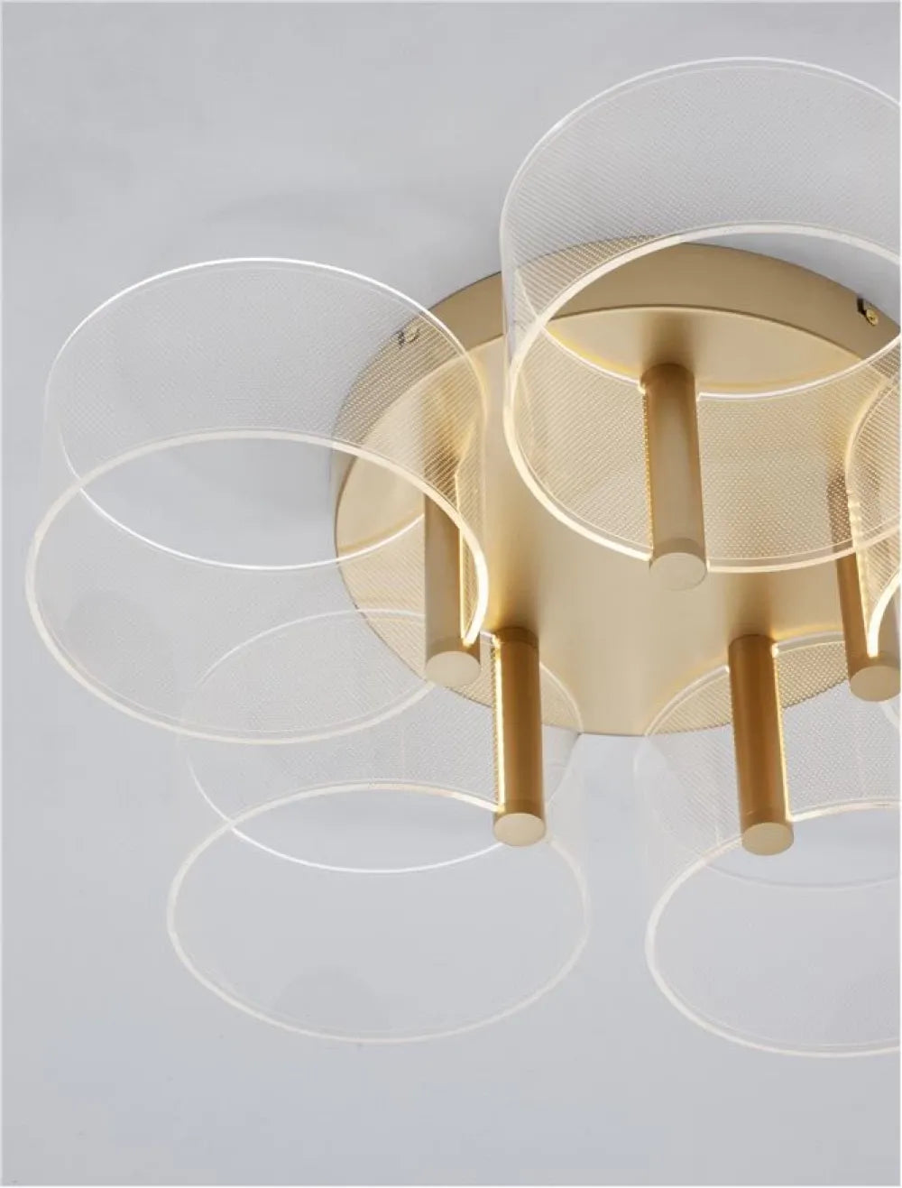 Plafoniera structura din Metal Auriu si abajur din Acrilic Transparent H15.6xL56cm IP20 27W 1306lm 3000k GATLIN