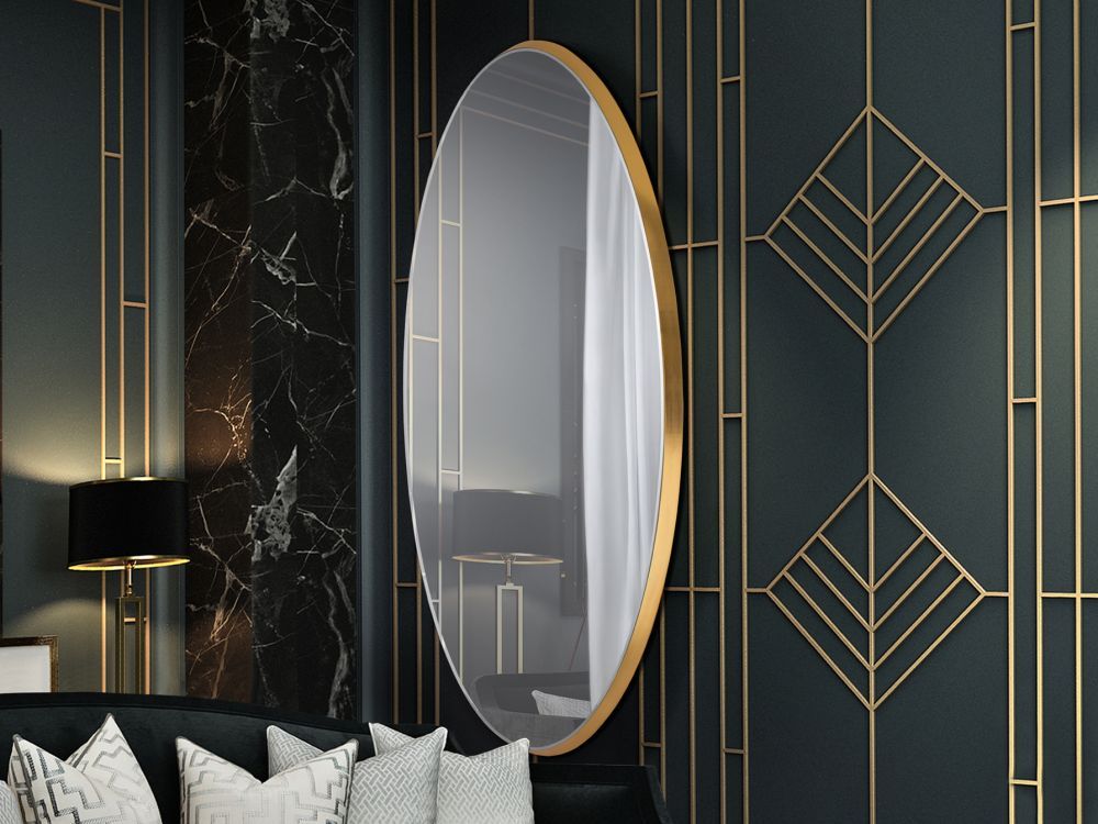 Oglinda Ovala cu rama din MDF Auriu Aries H173xL83cm