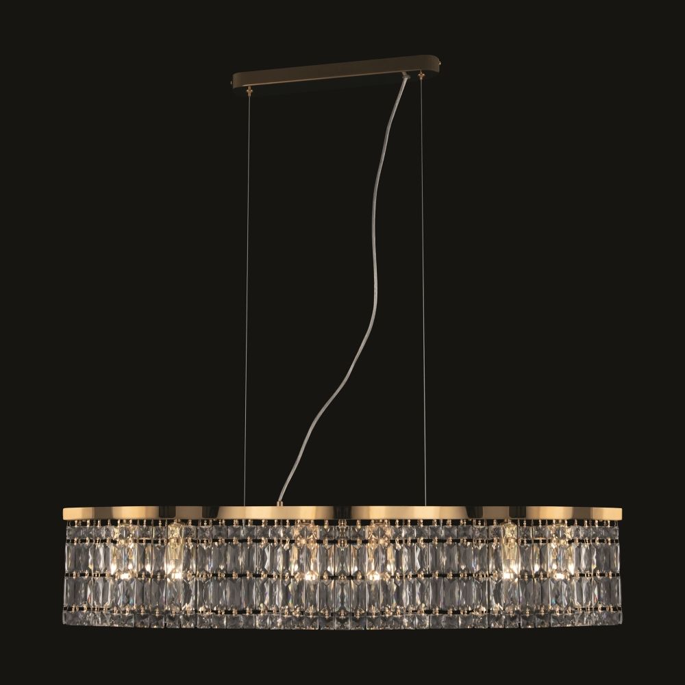 Lustra Asimetrica din Metal Auriu cu 6 becuri E14 60W L12xH138cm Dune