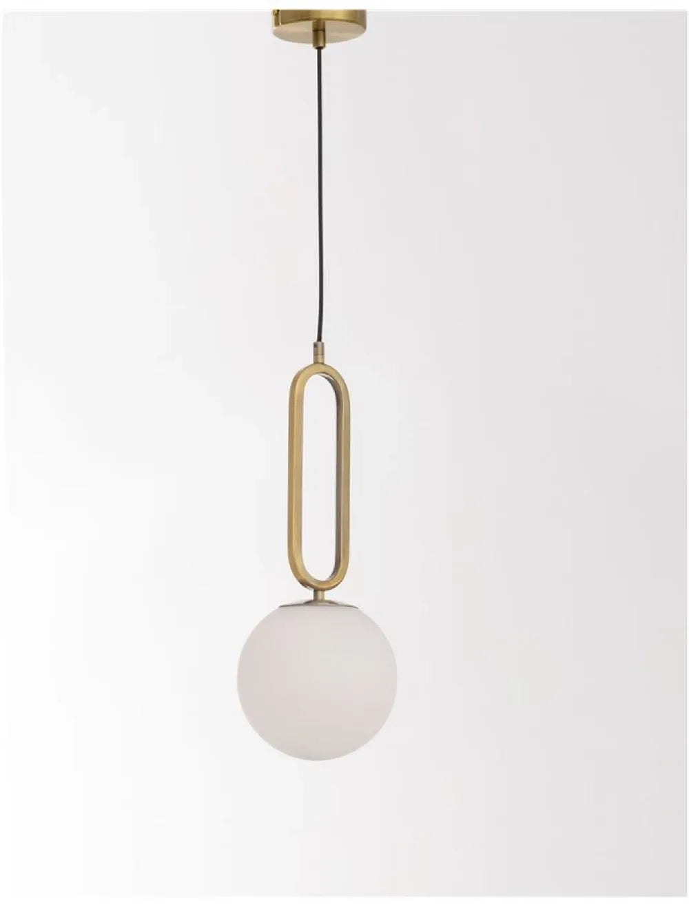 Pendul structura din Metal Alama si abajur din Sticla Alb H120xL20cm IP20 GRUS