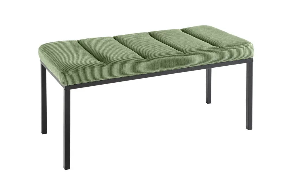 Bancheta din Metal Negru si Catifea raiata Verde H42xL80cm Boutique