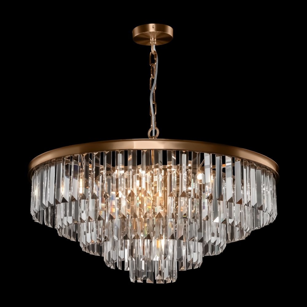 Lustra rotunda cu inaltime reglabila din Cristal Transparent cu 12 becuri D70xH120cm Revero