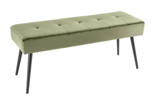 Bancheta din Metal Negru si Catifea Verde olive H42xL100cm Boutique