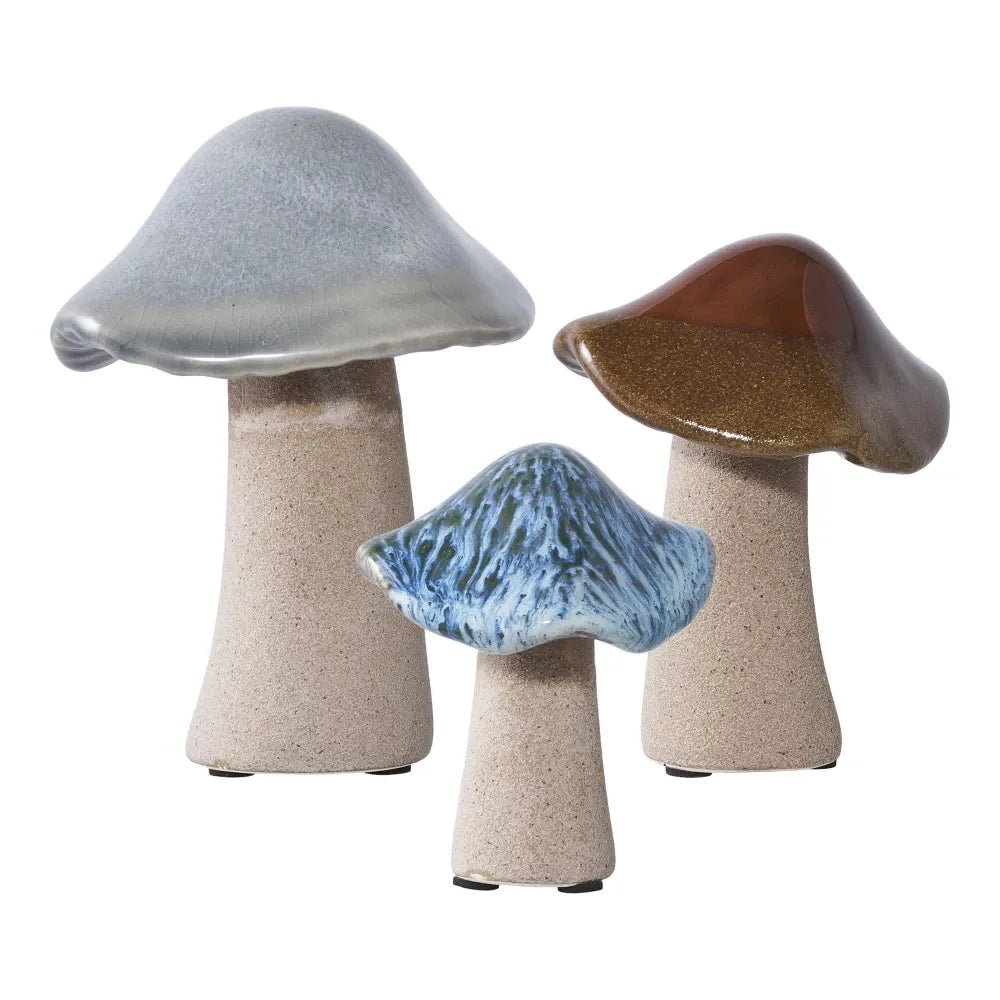 Ciuperci decorative din Ceramica Multicolor H9.3 /11.5/14xD7.4/8.5/10.5cm Mushrooms