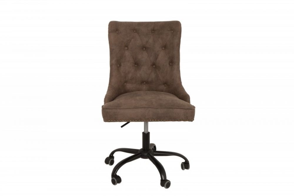 Scaun de birou reglabil cu rotile din Piele ecologica si Metal Maro/Argintiu Victorian H98xL58xA62cm