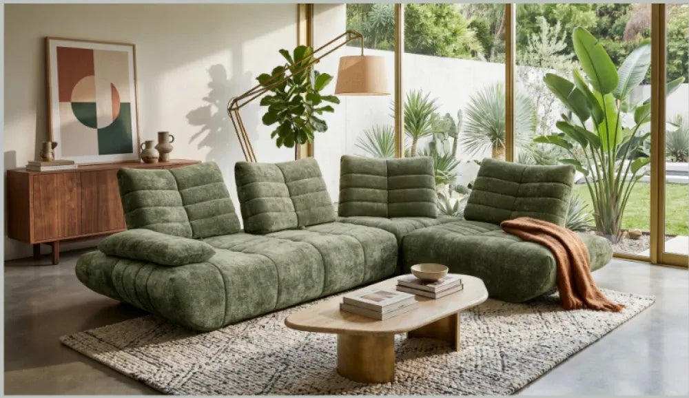 Coltar in forma de L tapitat cu Madera 328x243cm Vivra