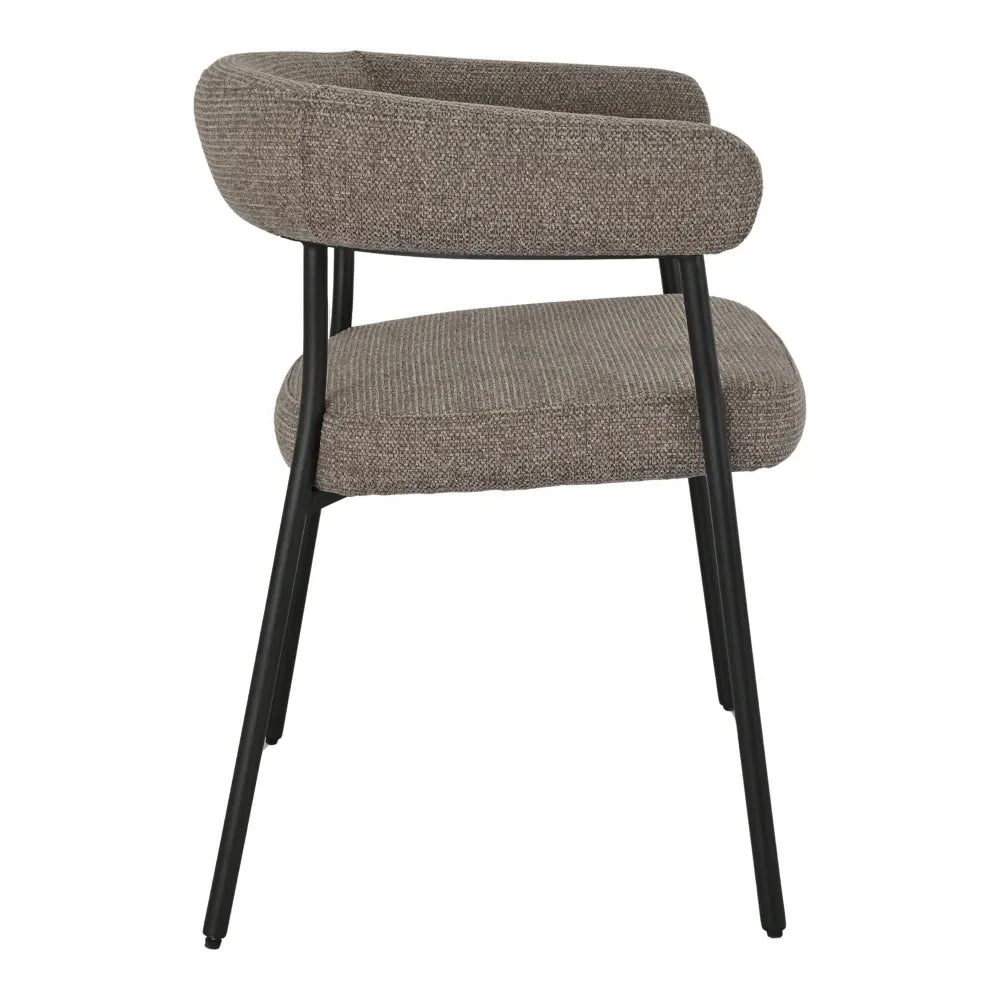 Set 2 scaune din Stofa Maro si Metal Negru L56xH77cm Trivio