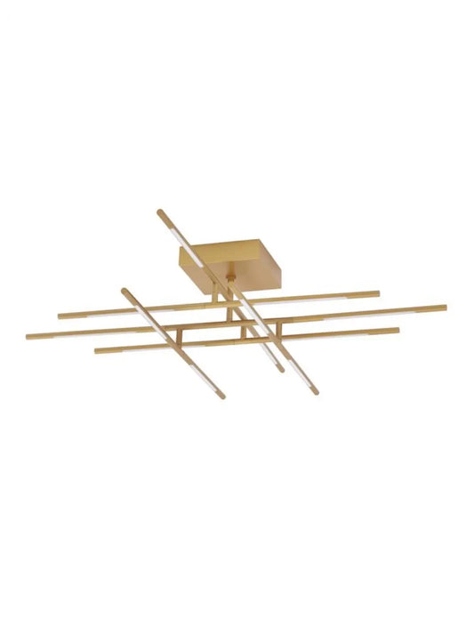 Plafoniera structura din Metal Auriu si abajur din Acrilic Alb H21xL94.5cm IP20 50W 2438lm 3000k RACCIO