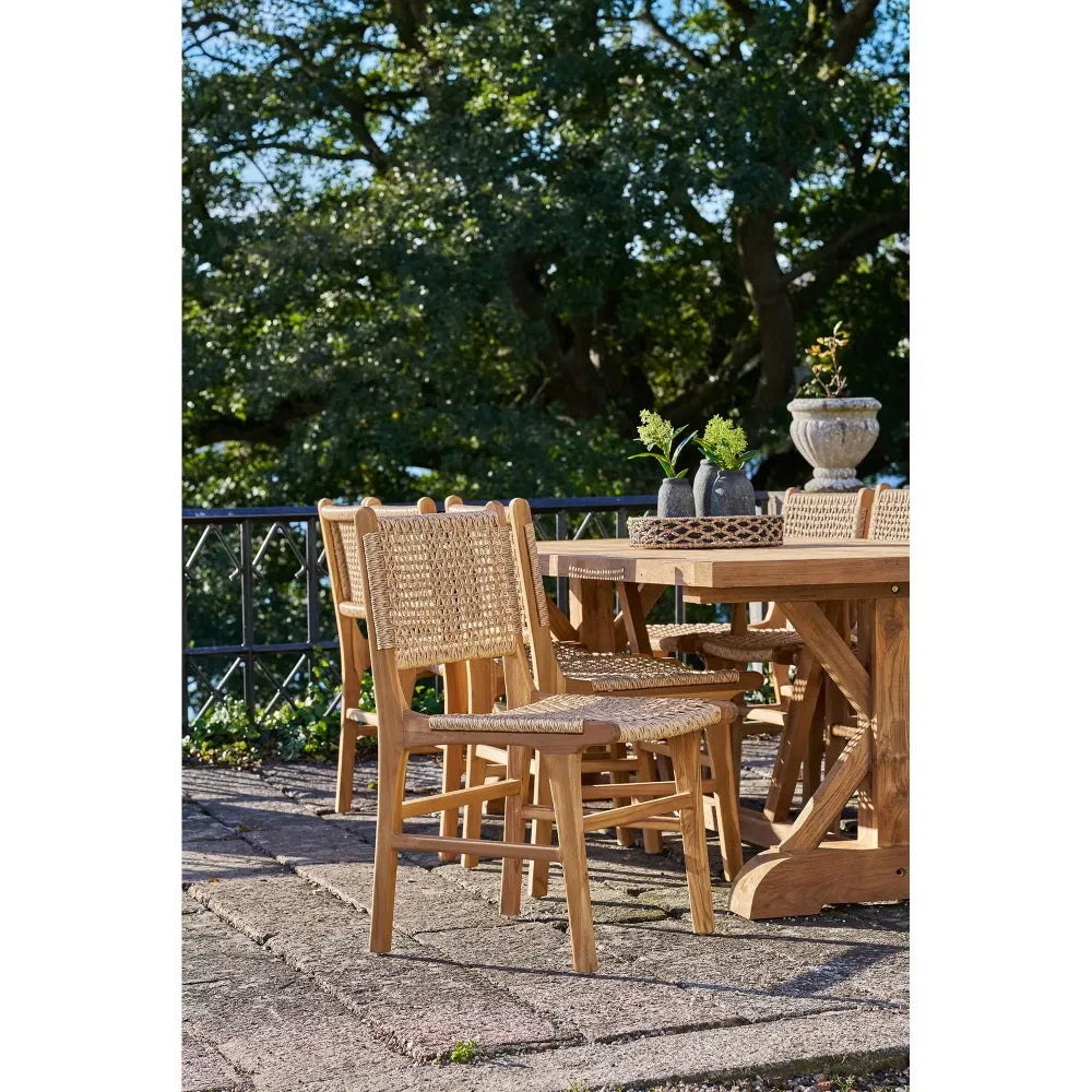 Set 2 scaune de exterior din Lemn de tec Maro si Ratan Maro H90xL50xA56cm Derby
