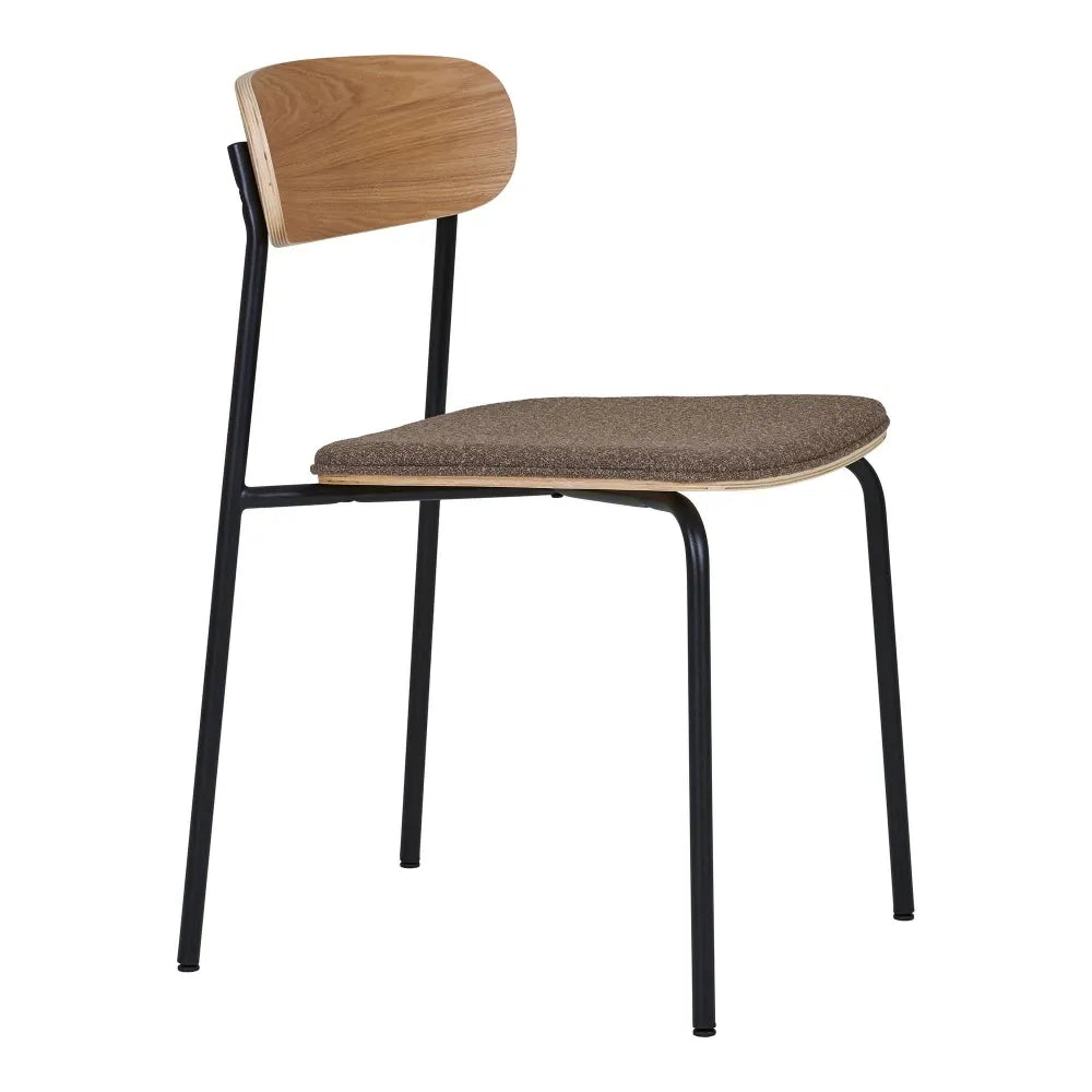 Set 2 scaune din Metal Negru si Lemn de frasin Maro H77xL51xA47cm Estepona