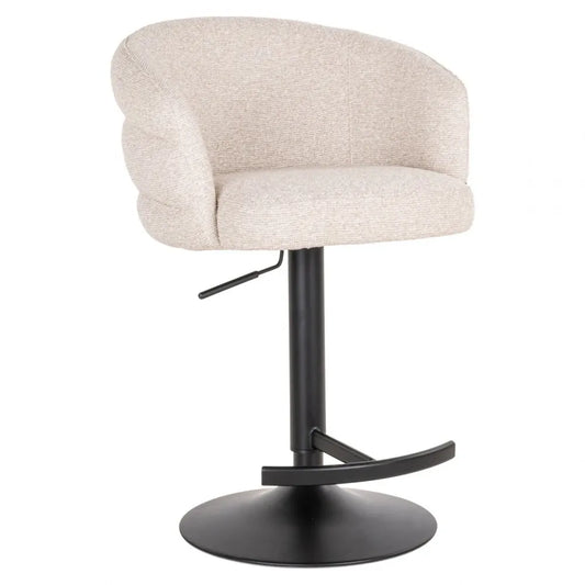 Scaun de bar rotativ cu inaltime reglabila din Stofa Crem si Metal Negru L59xH85-110cm Nikki Richmond interiors