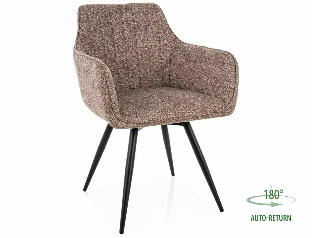Set 2 Scaune rotative din Stofa Leo Bej si Metal Negru H84xL56xA58cm Ballo