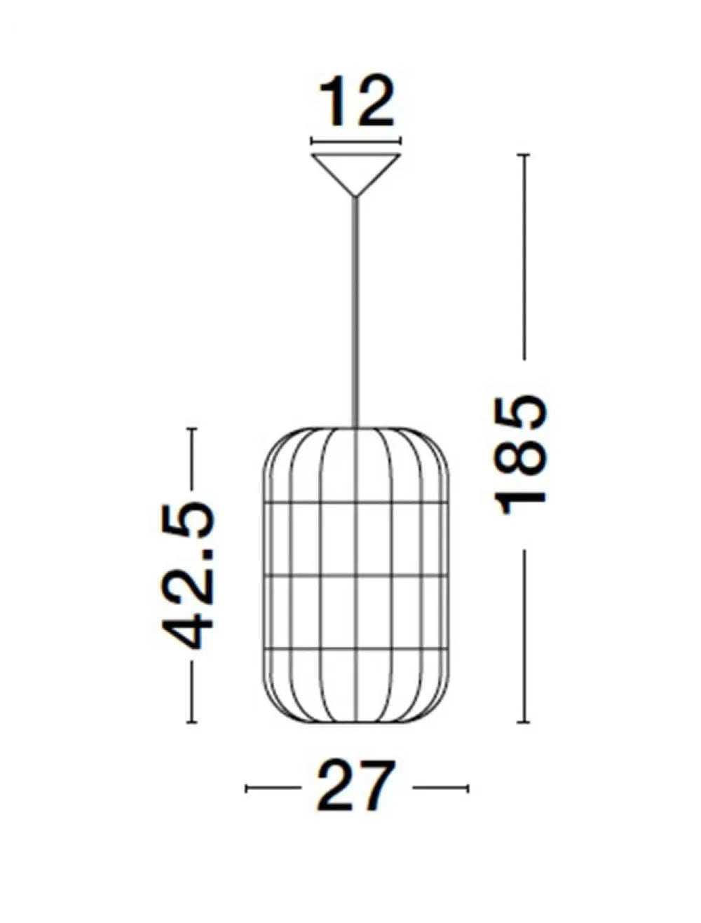 Pendul structura din Metal Negru si abajur din Ratan Bej H185xL27cm IP20 GRIFFIN