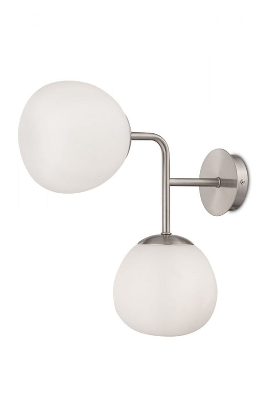 Aplica de perete Metal si Sticla Argintiu/Alb L33xH36cm Erich