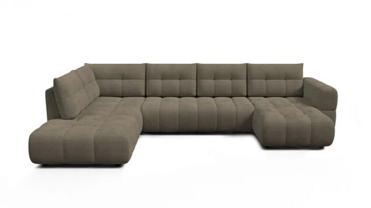 Coltar in forma de U tapitat cu material pet friendly Alias maro L374 x 219cm