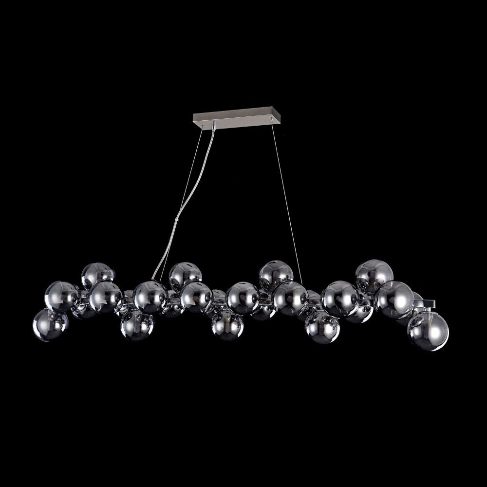 Lustra dreptunghiulara cu inaltime reglabila din Sticla Negru cu 25 becuri L124x24xH134cm Dallas